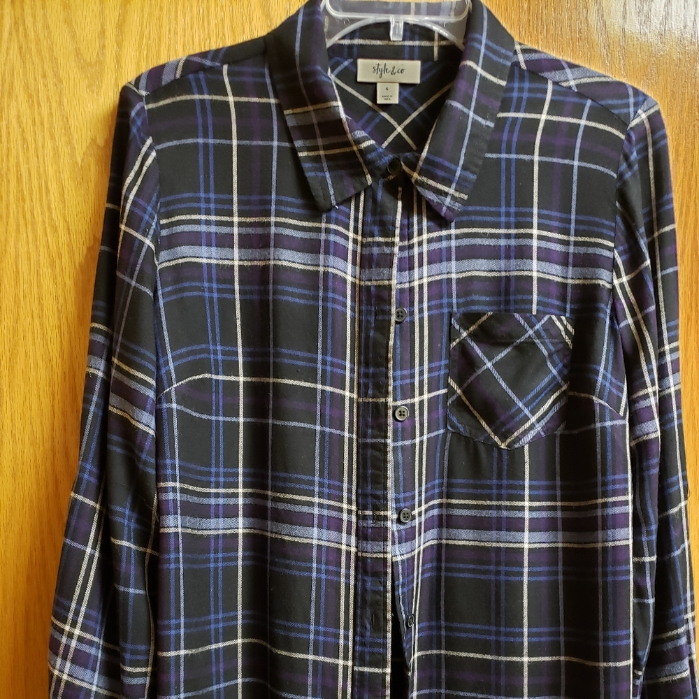 Multi Plaid Blouse  Size Small Style & Co